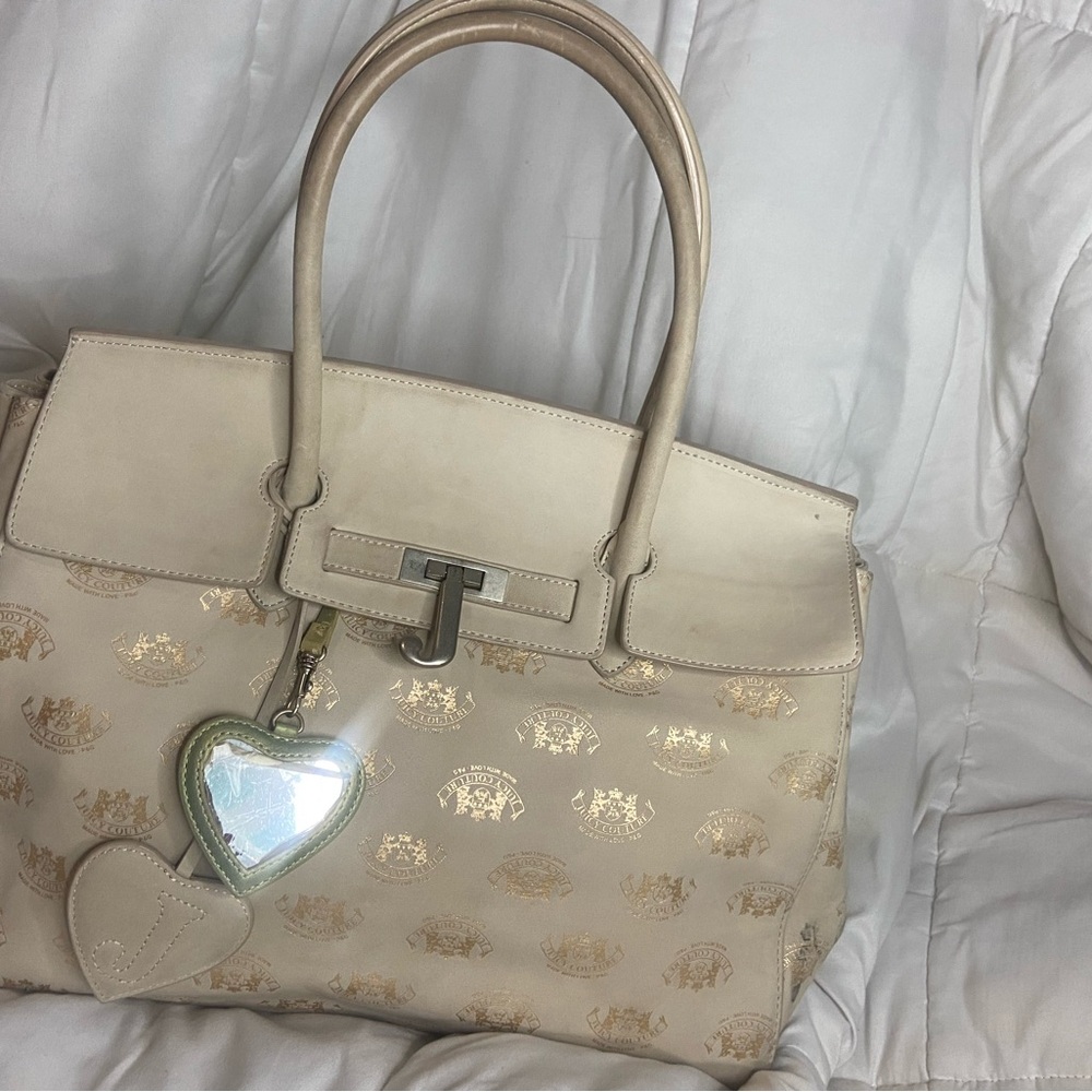 Juicy Couture Cream Satchel with Gold Accents